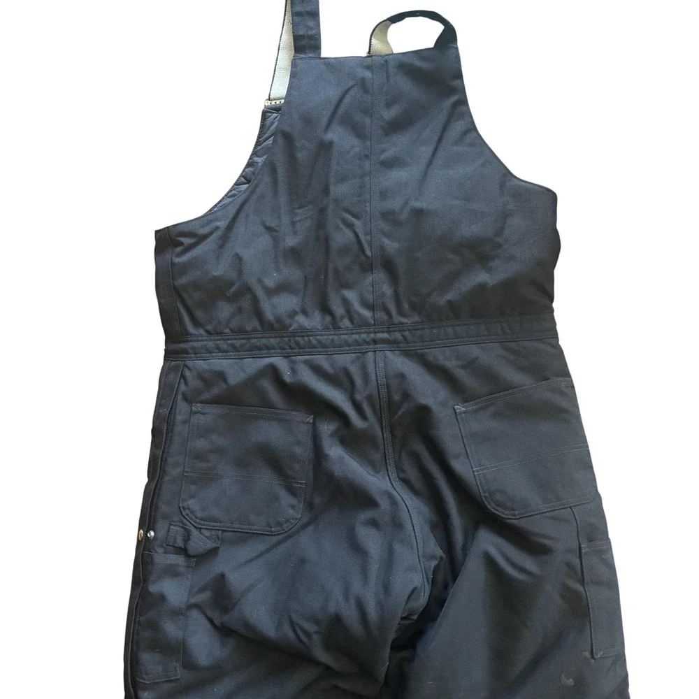 Carhartt Bib Overalls Mens Black Insulated Canvas Workwear Quilt Lined 40x32